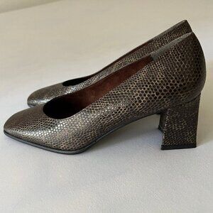 Stuart Weitzman Snake Skin Block Kitten Heel Pumps